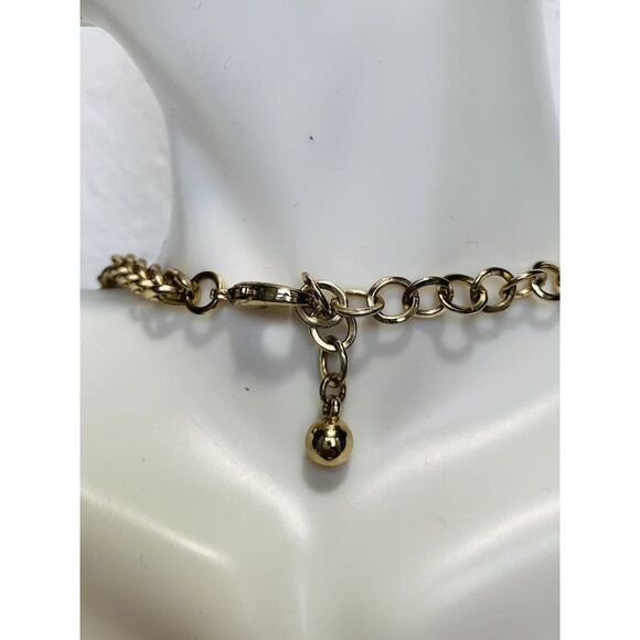 Vintage faux Turquoise aurora borealis Rhinestone Gold Chain Necklace 20” - Picture 10 of 12